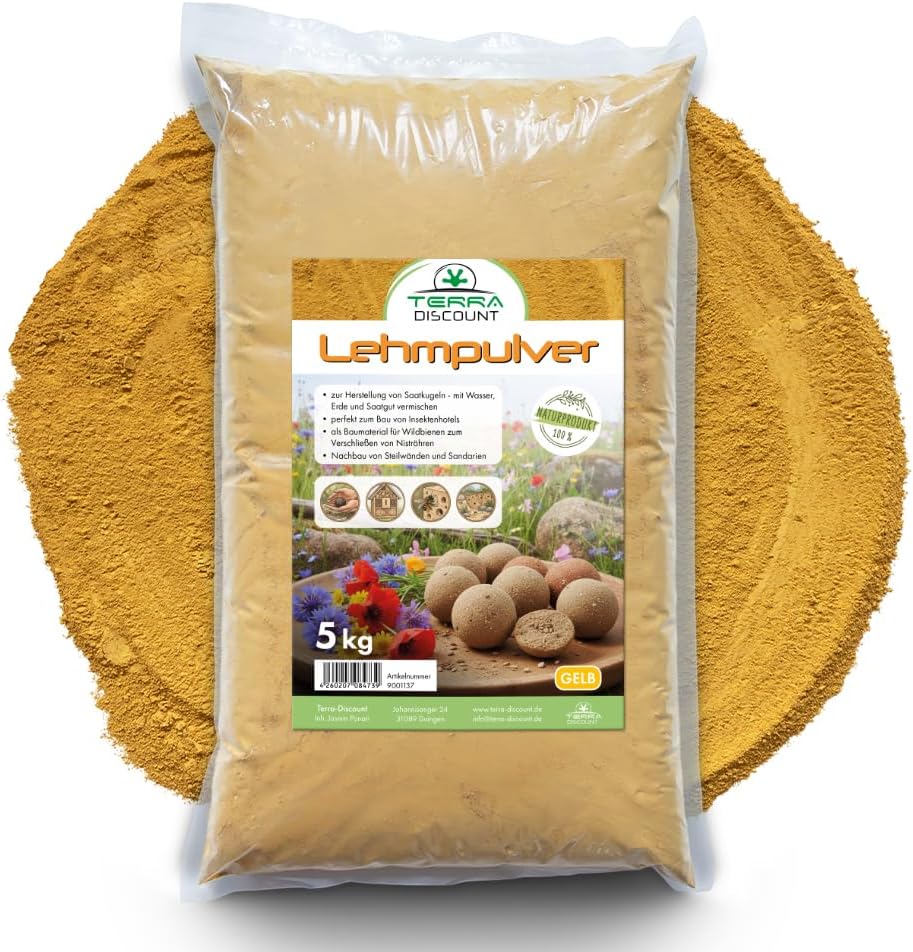 Naturlehm 5kg gelb Lehmpulver für Insektenhotel Wildbienen Seedballs