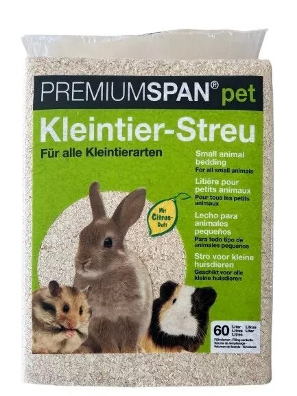PREMIUMSPAN Kleintierstreu 60L Citrus staubarm saugstark geruchsbindend