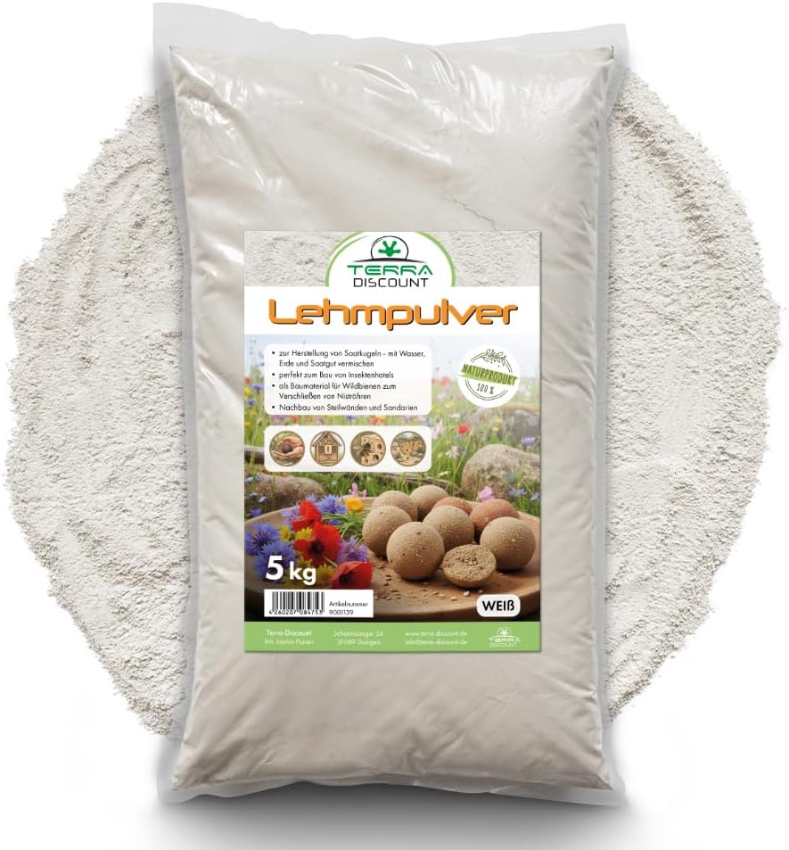 Naturlehm 5kg weiß Lehmpulver für Insektenhotel Wildbienen Seedballs