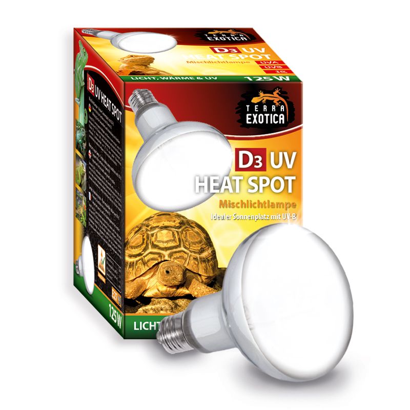 D3 UV Heat Spot 125W UV-B UV-A Mischlichtlampe Terrarium Wärmelampe Reptilien