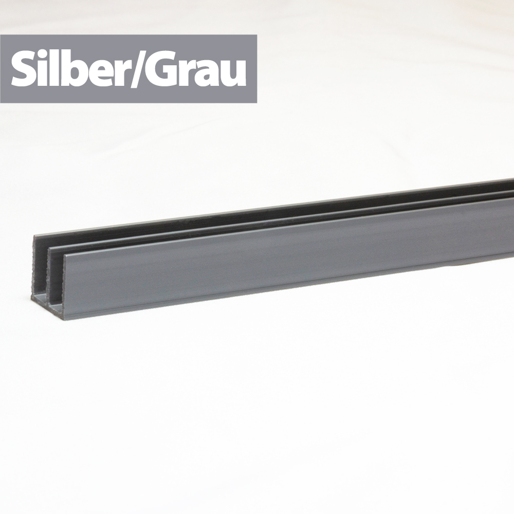 Glasführungsprofil - 4 mm / 100 cm - Oben - Silber/Grau