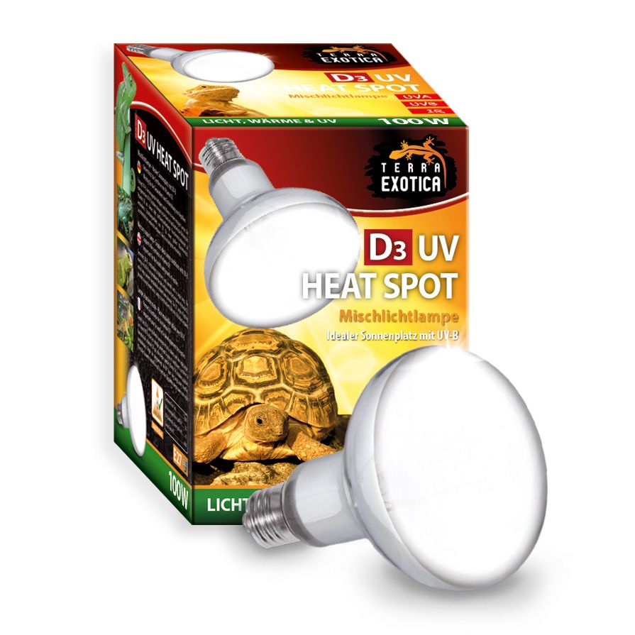 D3 UV Heat Spot 100W UV-B UV-A Mischlichtlampe Terrarium Wärmelampe Reptilien