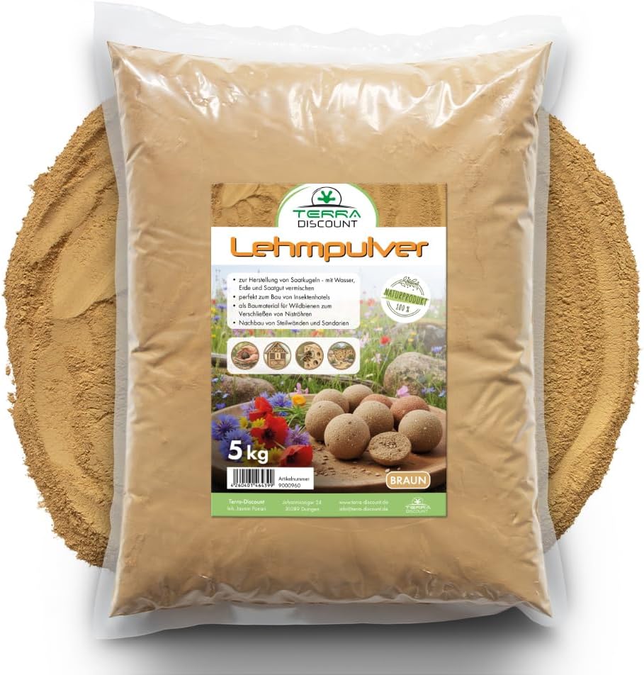 Naturlehm 5kg braun Lehmpulver für Insektenhotel Wildbienen Seedballs