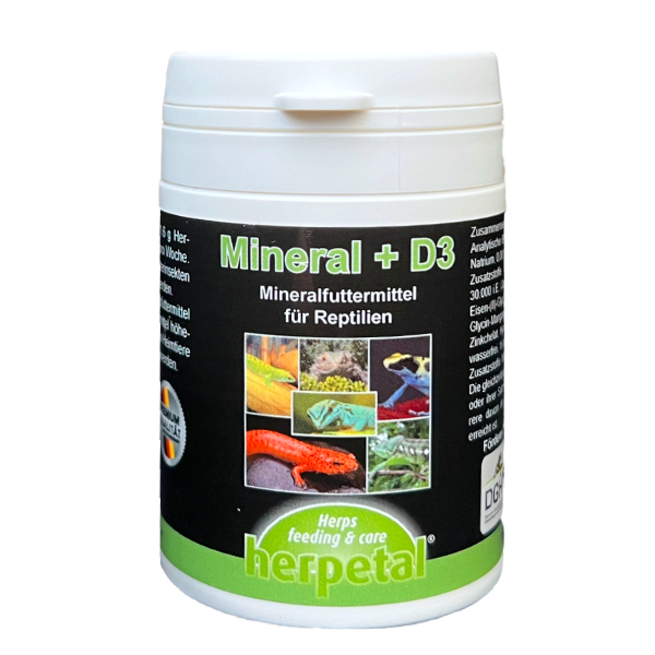 Herpetal Mineral + D3 50g Mineralfutter Reptilien Calcium D3 Mangel Trächtigkeit