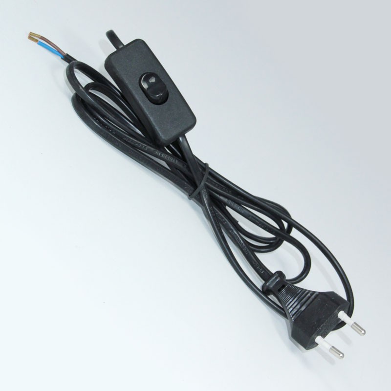 Zuleitungskabel, Eurostecker mit Handschalter 1,80 m - schwarz